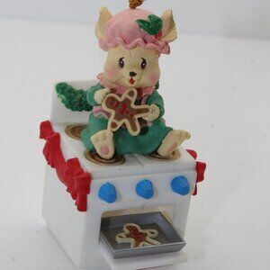 Vintage 1994 High Progress Christmas Ornament – Mouse Baking Gingerbread Cookies